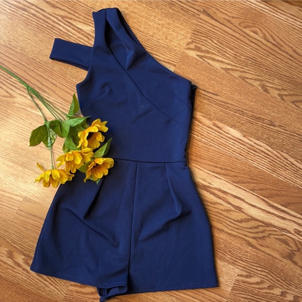 Navy one shoulder romper